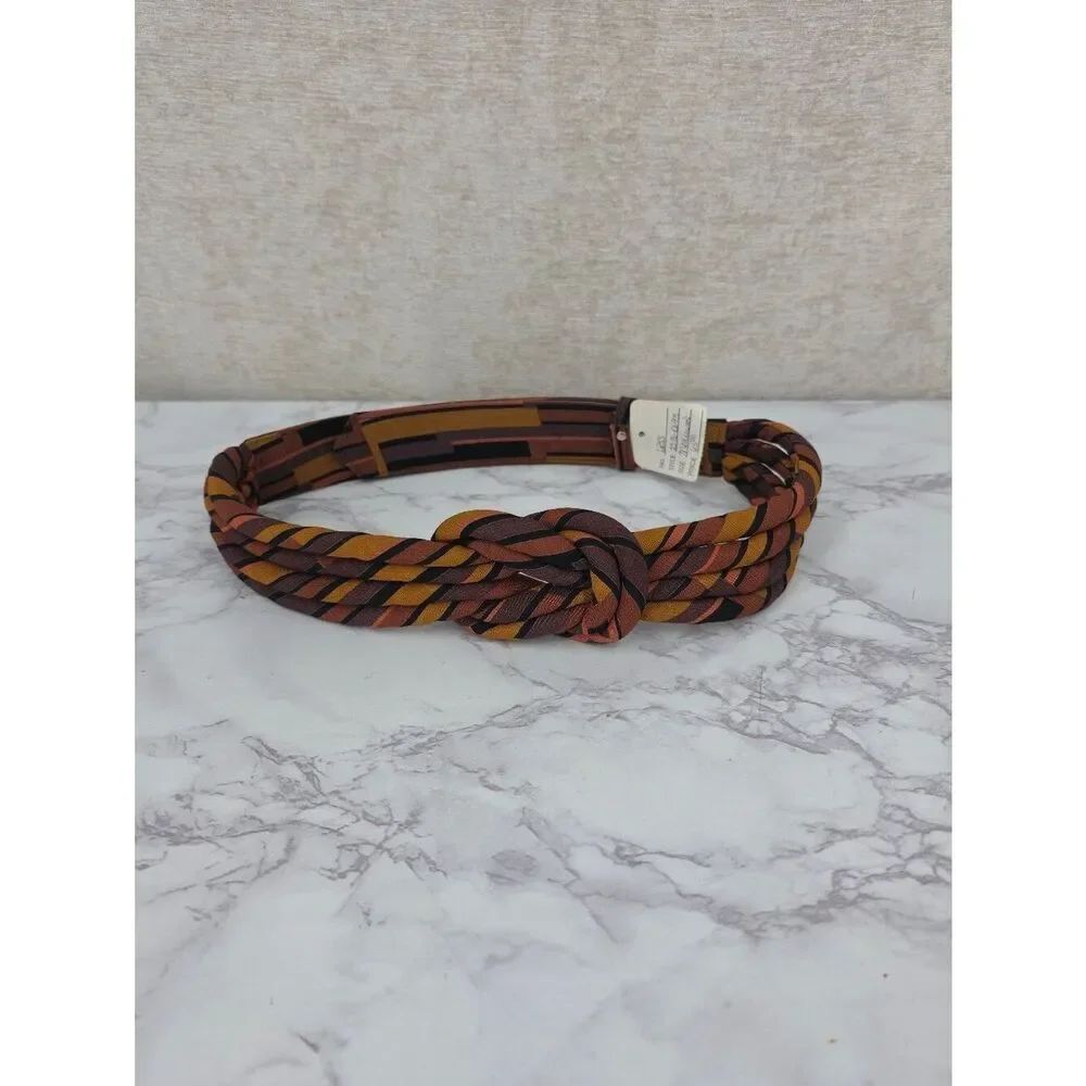 Vintage Braided Knot Belt in Rust & Deep Mustard Fabric Southwest Boho